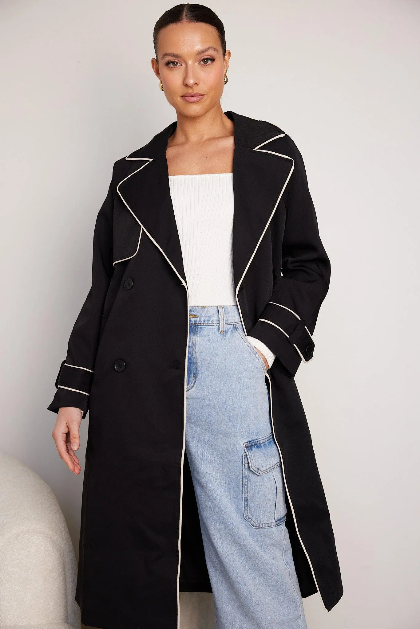 Sebasta Trench Coat - Black Multi