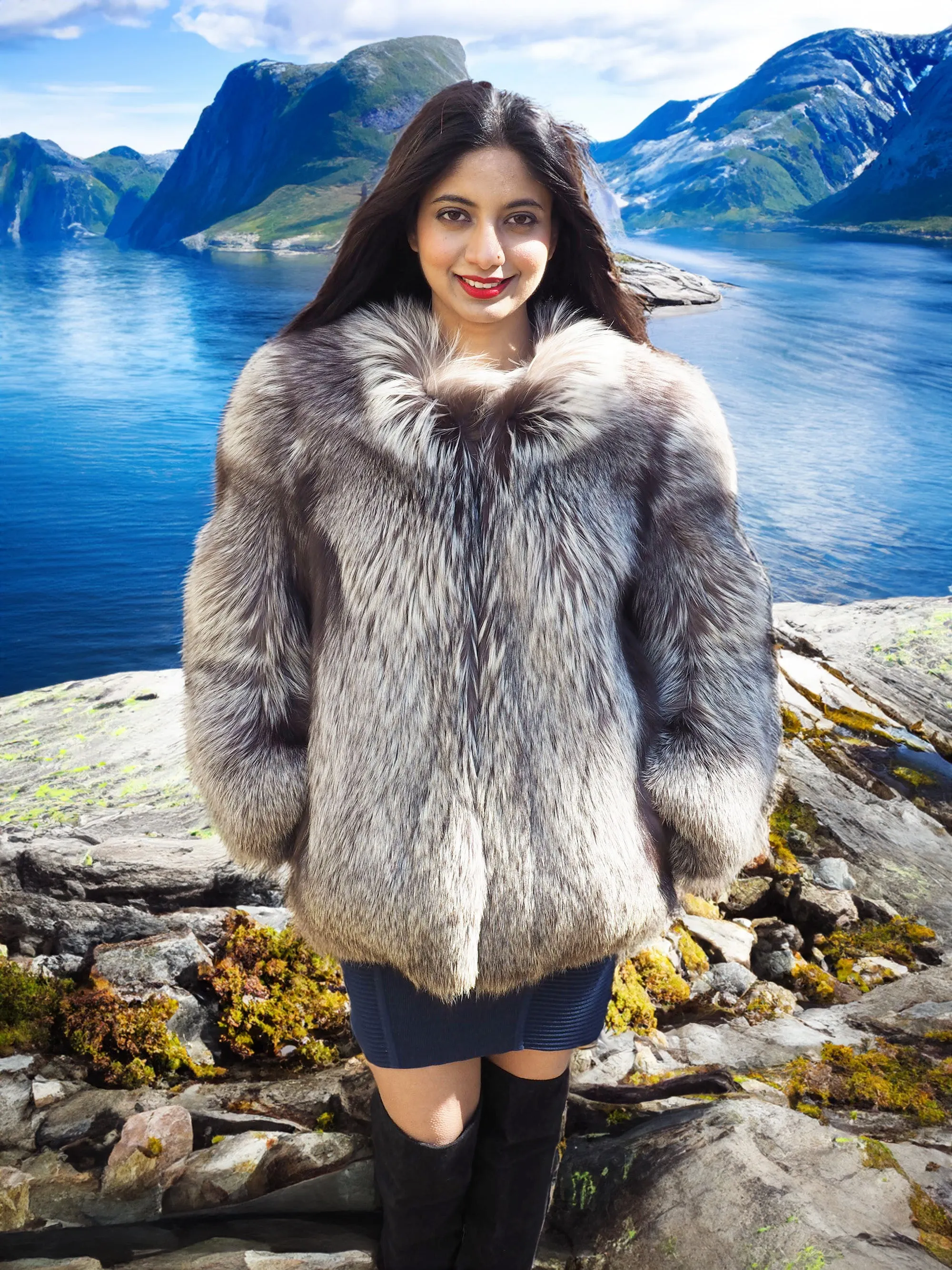 Silver Fox Fur Jacket Jackets S