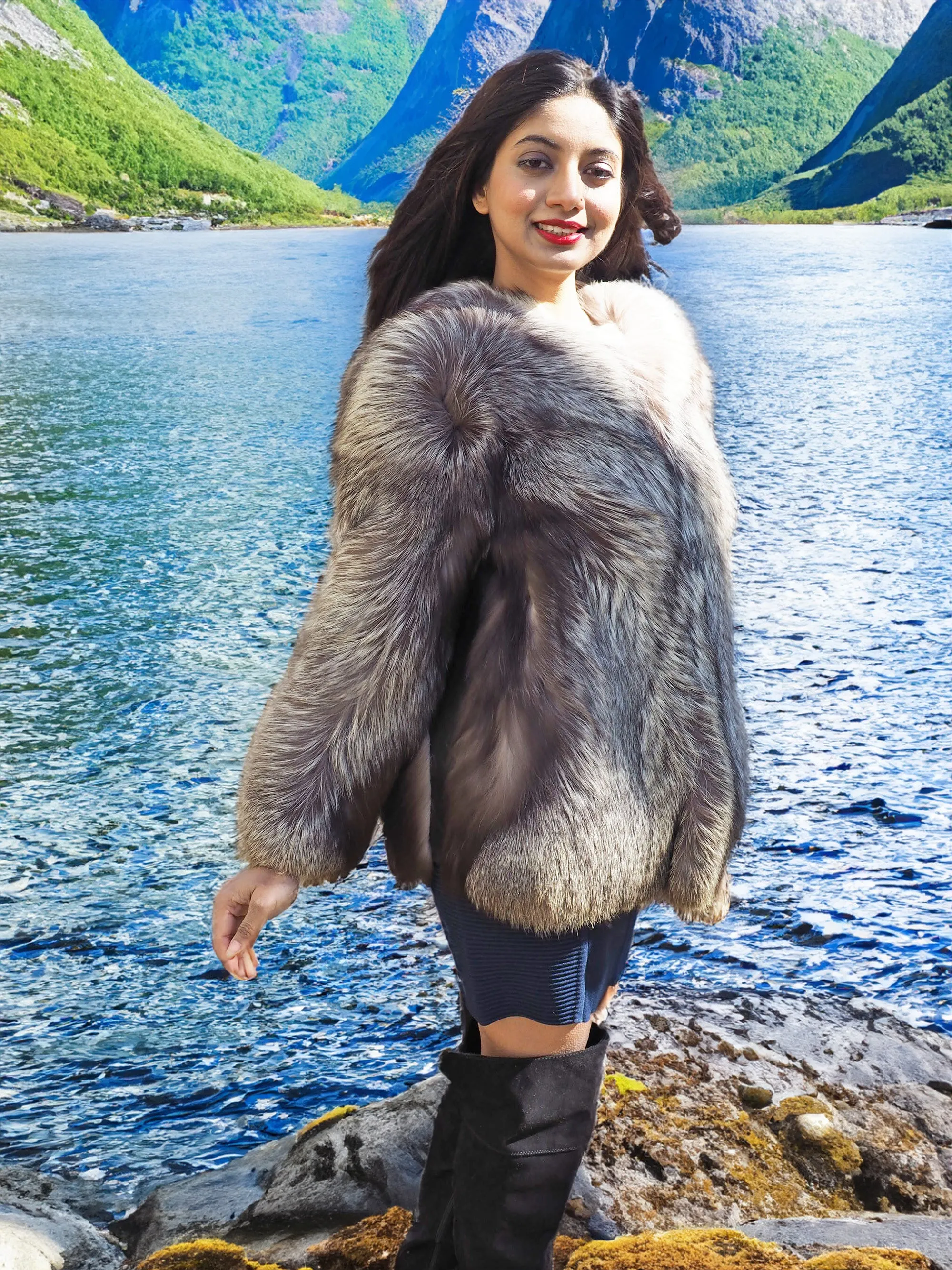 Silver Fox Fur Jacket Jackets S