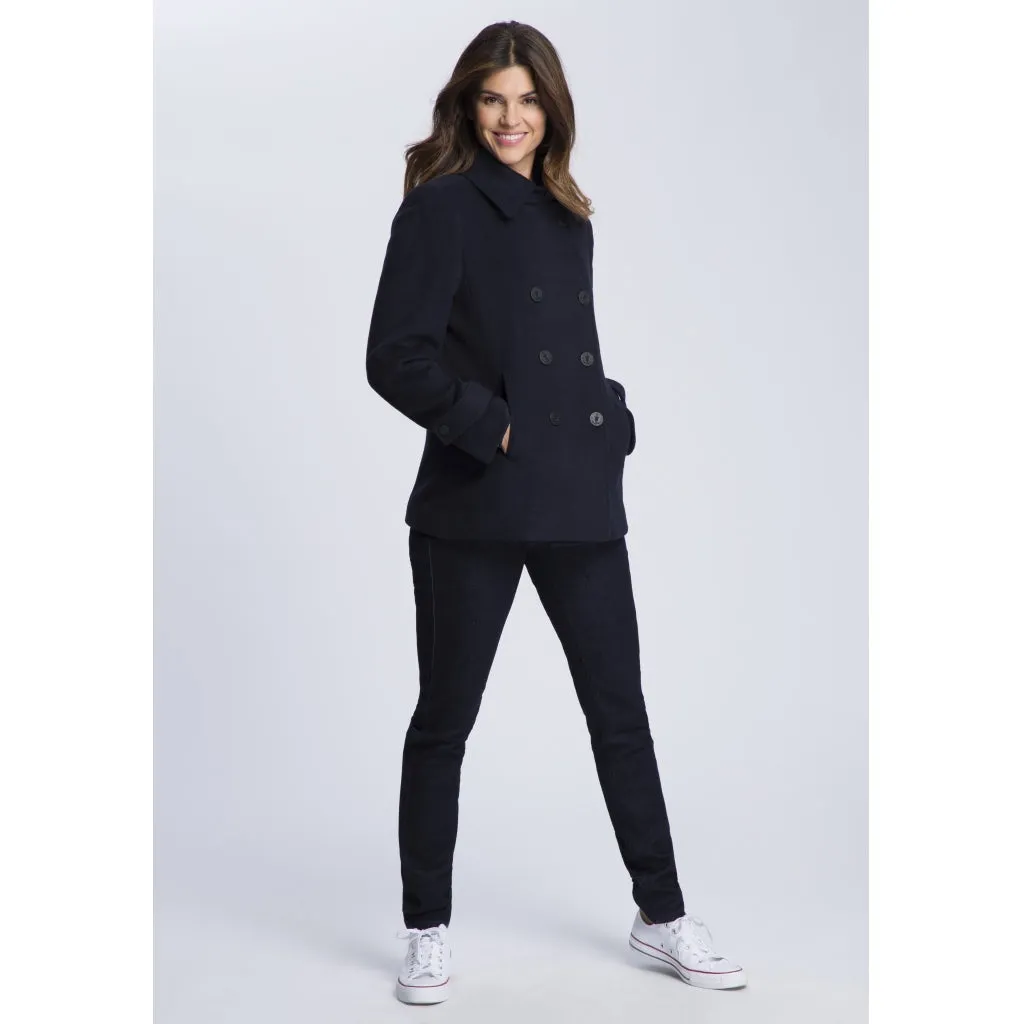 Stacy Wool Mix Pea Coat - Dark Navy