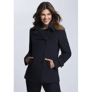 Stacy Wool Mix Pea Coat - Dark Navy