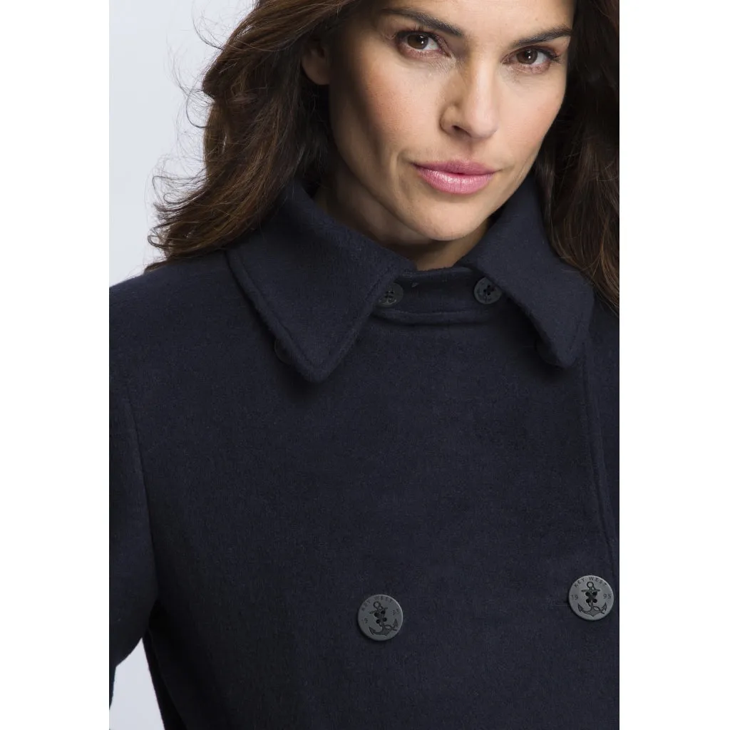 Stacy Wool Mix Pea Coat - Dark Navy