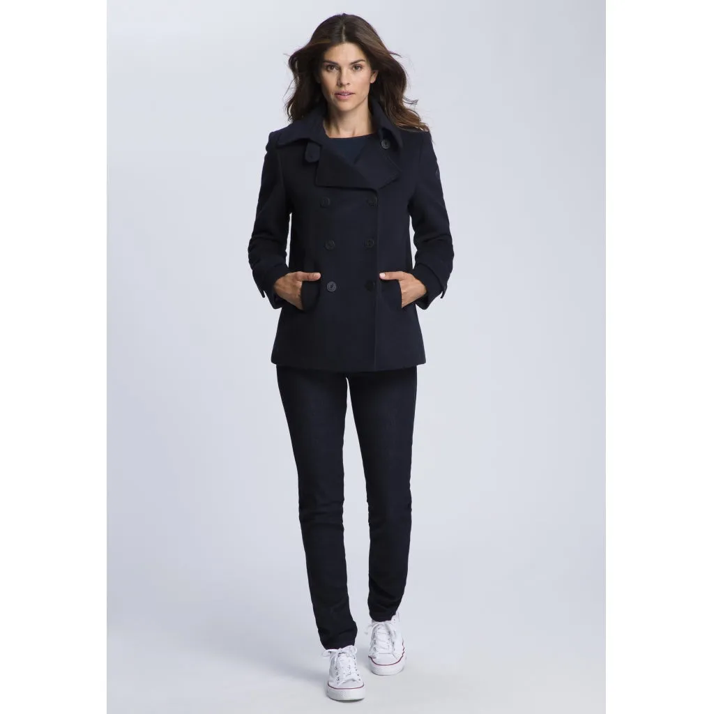 Stacy Wool Mix Pea Coat - Dark Navy