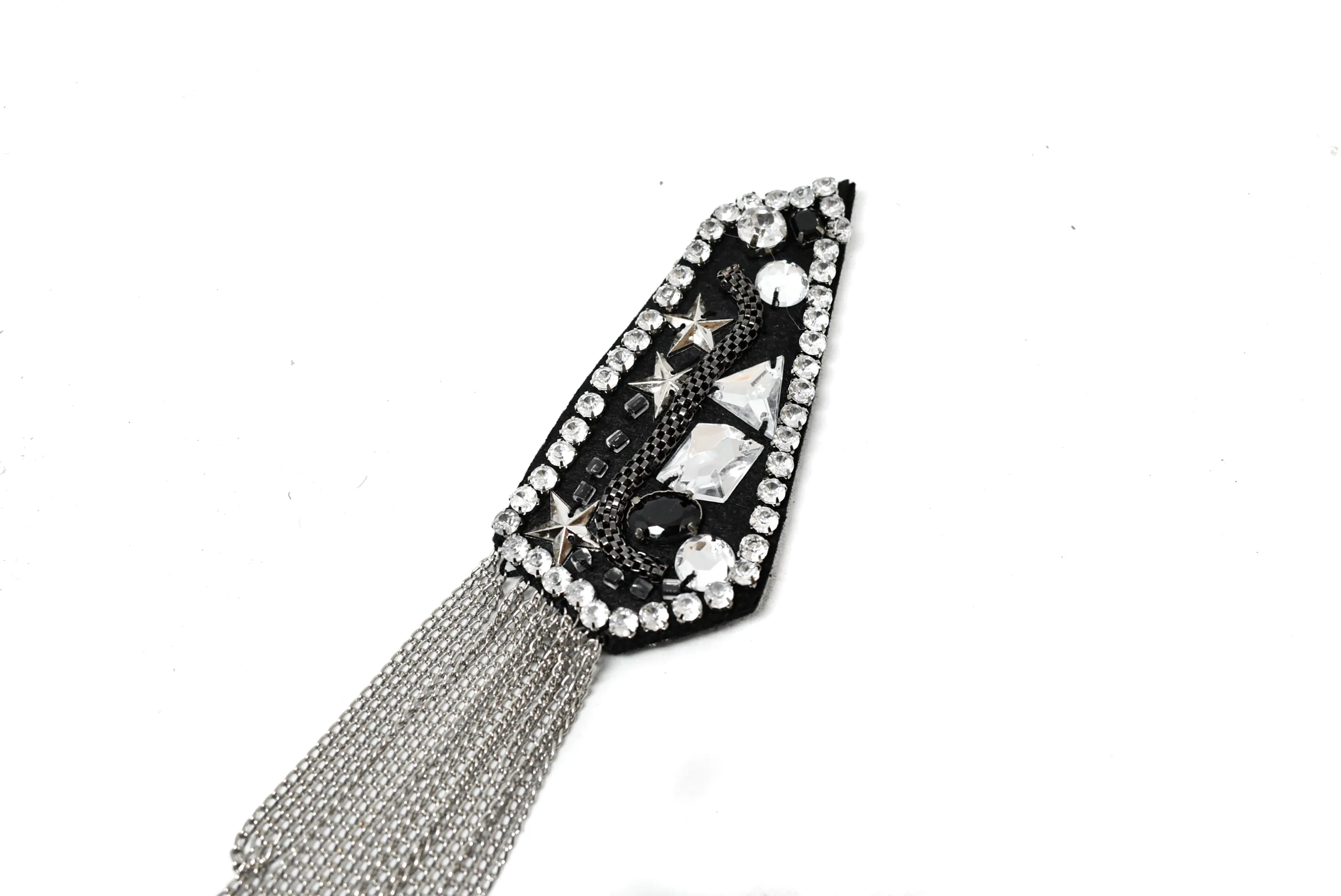 Studded Rhinestone Shoulder Pads with Tassel Chain (2 Pieces)