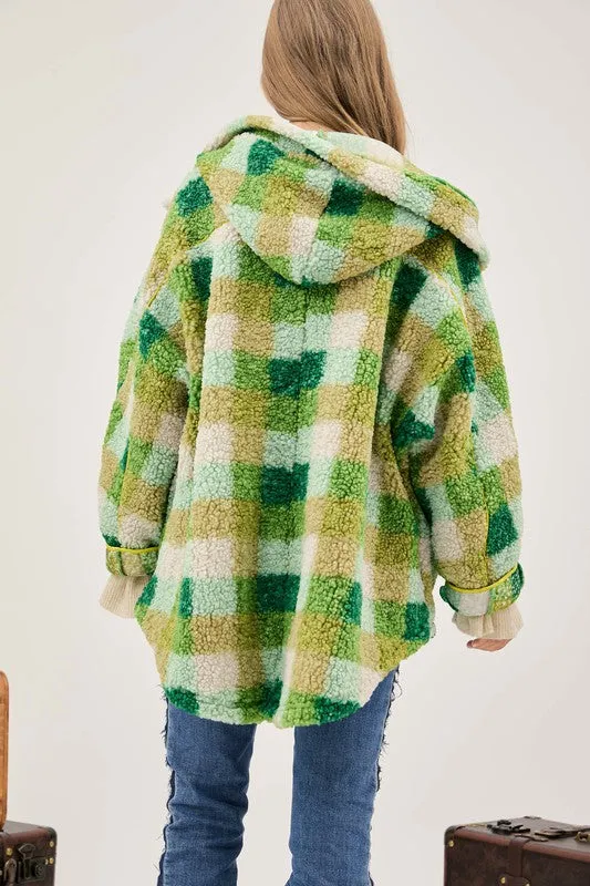 TEEK - Plus Size Kelly Green Plaid Back Spirit Jacket