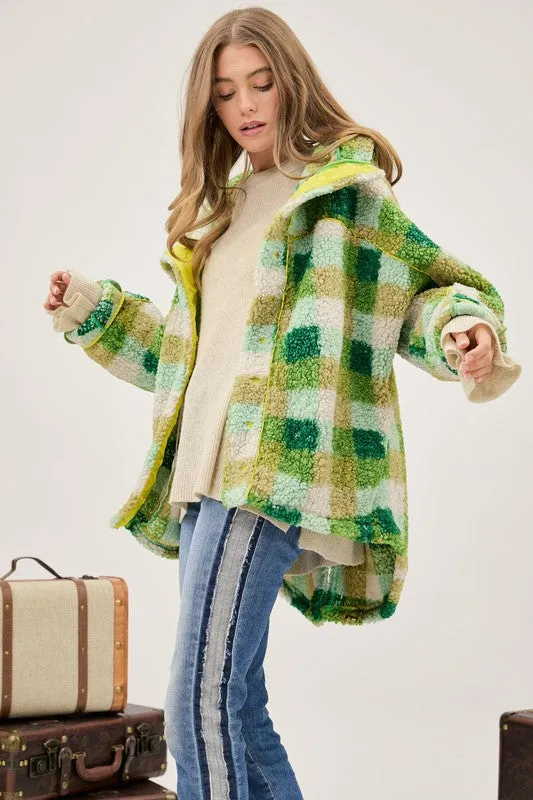 TEEK - Plus Size Kelly Green Plaid Back Spirit Jacket