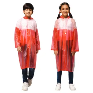 THE CLOWNFISH Drip Dude Series Unisex Kids Waterproof Single Layer PVC Longcoat/Raincoat with Adjustable Hood. Age-3-4 Years (Rose Red)