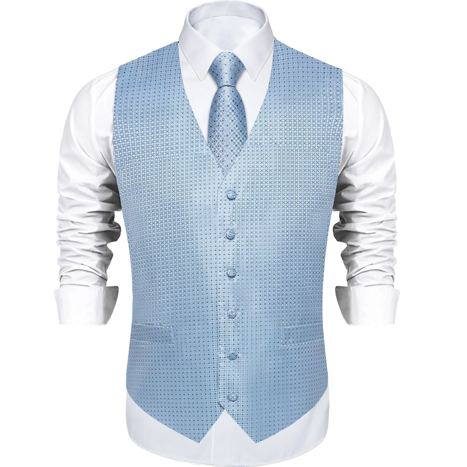 Ties2you Blue Tie Arctic Blue Polka Dots Men's Vest Tie Set