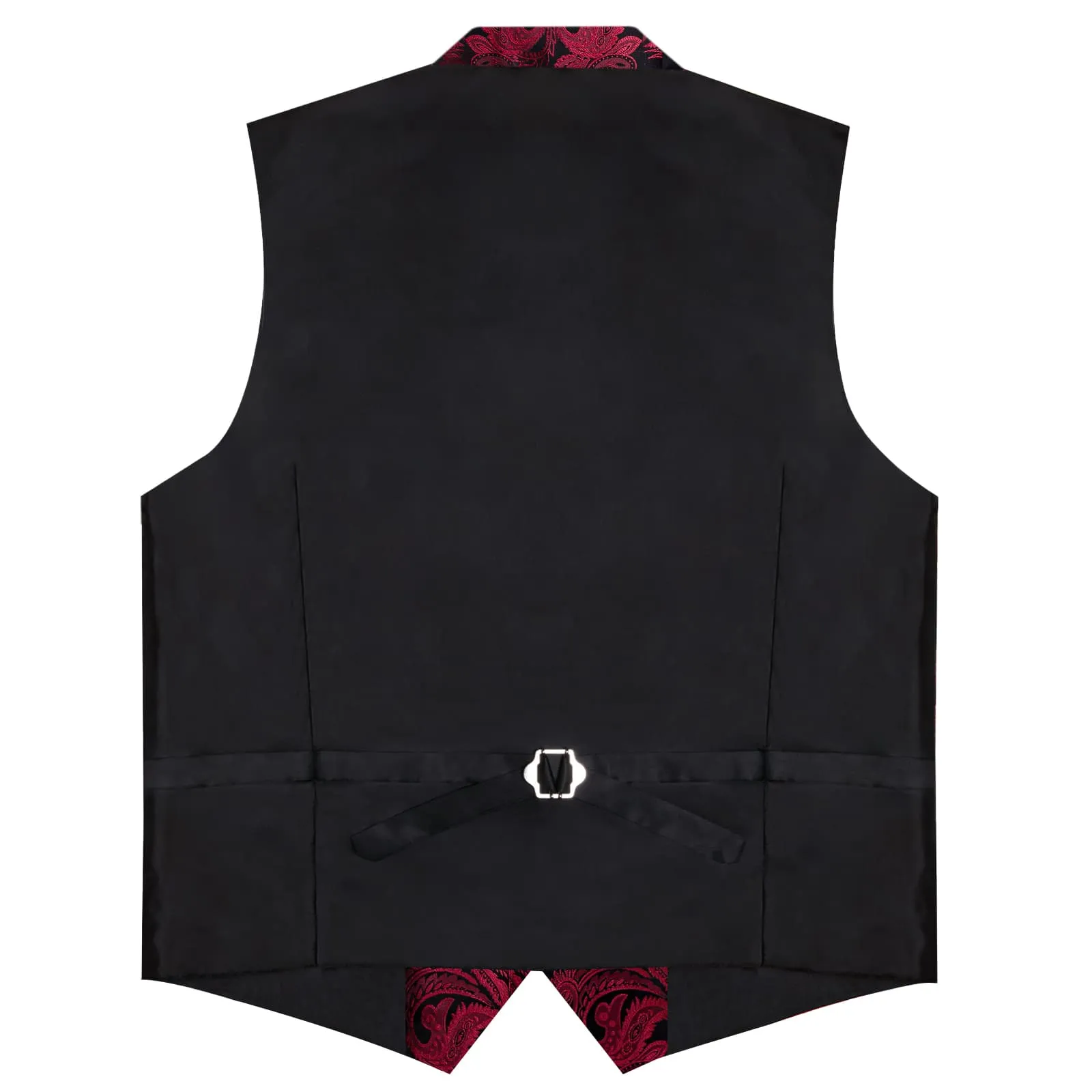 Ties2you Dress Vest Red Black Paisley Notched Collar Silk Mens Waistcoat Tie Set