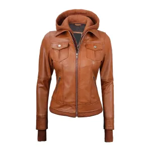 Tralee Womens Tan Wax Bomber Leather Jacket