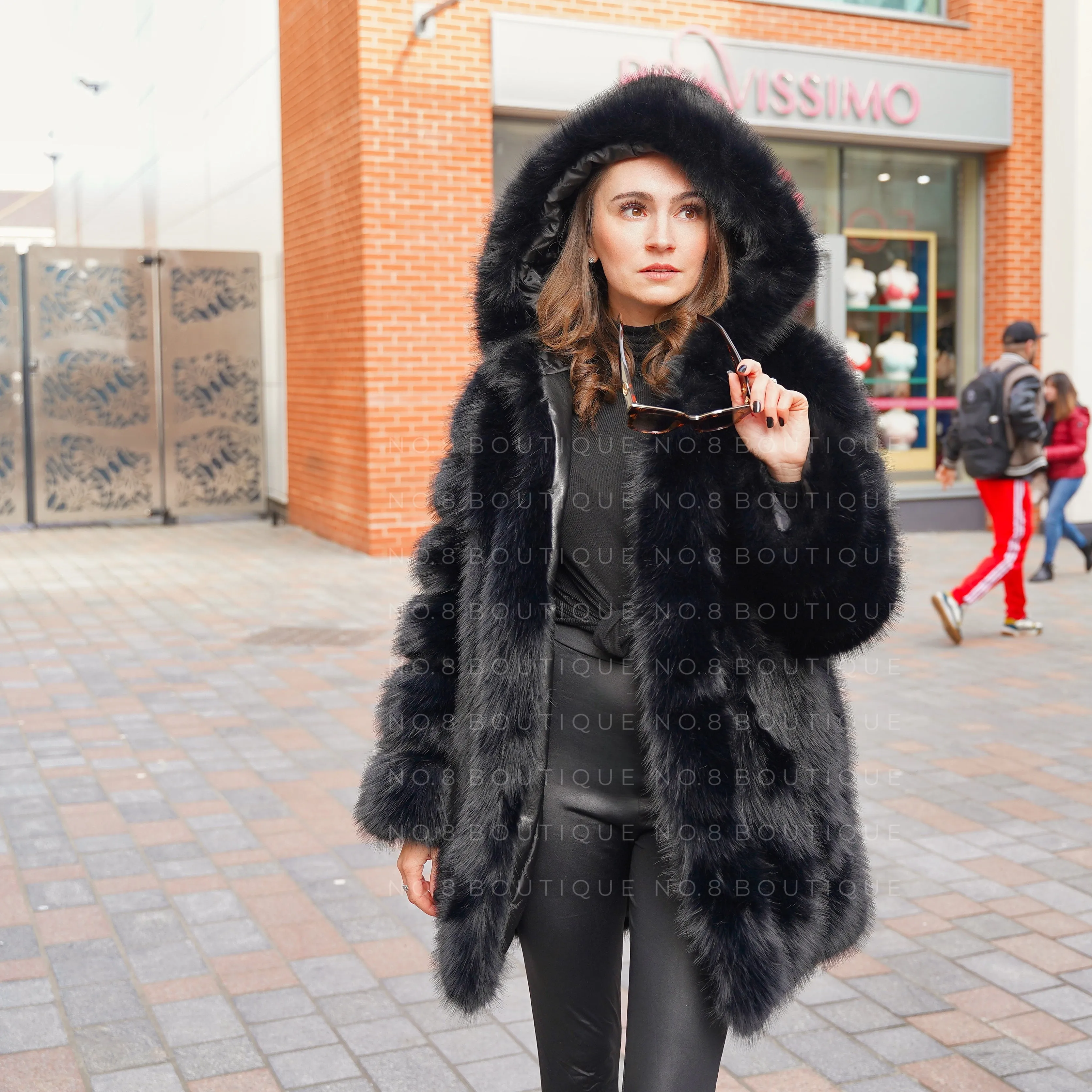 Vienna Hooded Long Faux Fur Coat