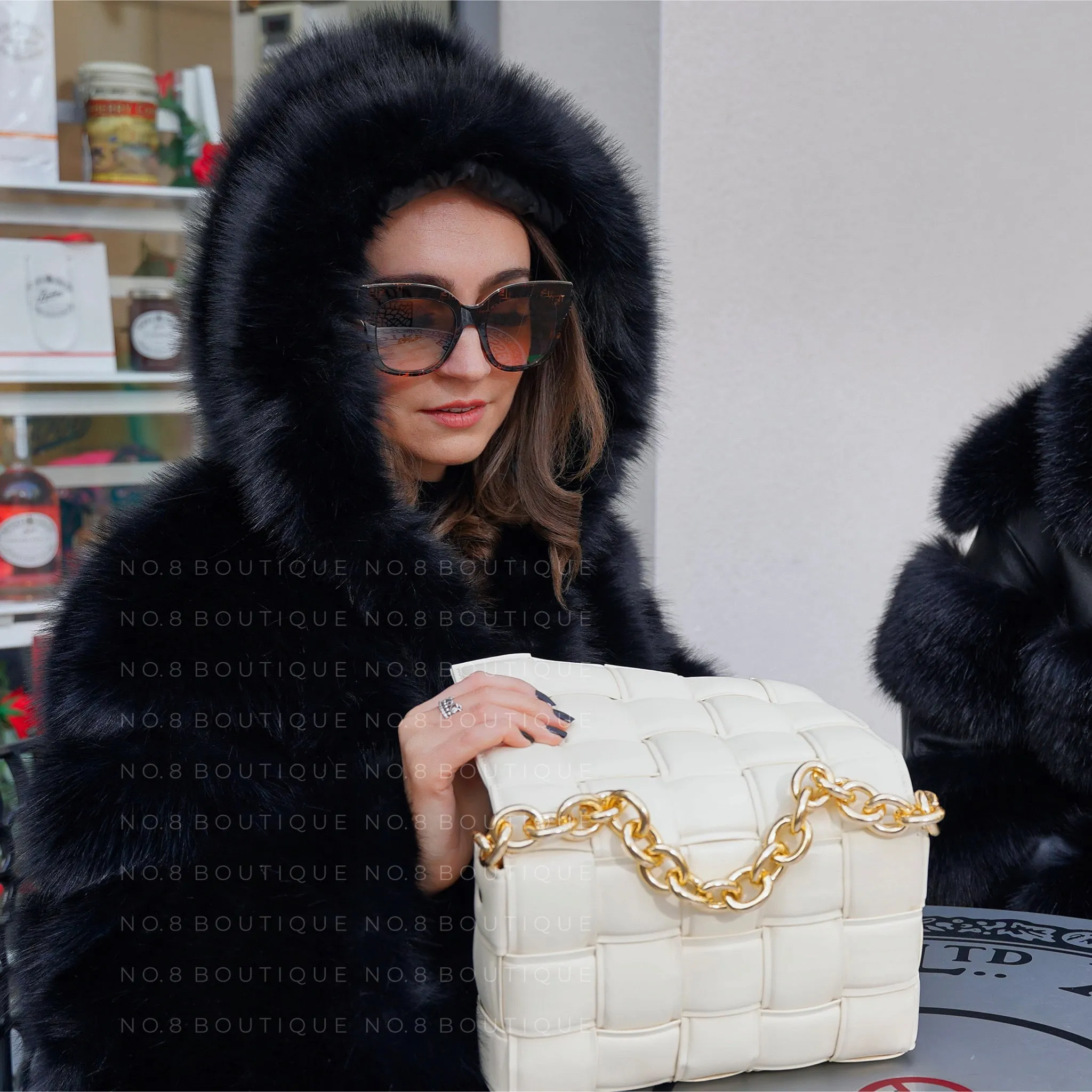 Vienna Hooded Long Faux Fur Coat