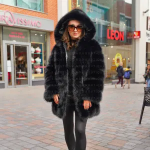 Vienna Hooded Long Faux Fur Coat