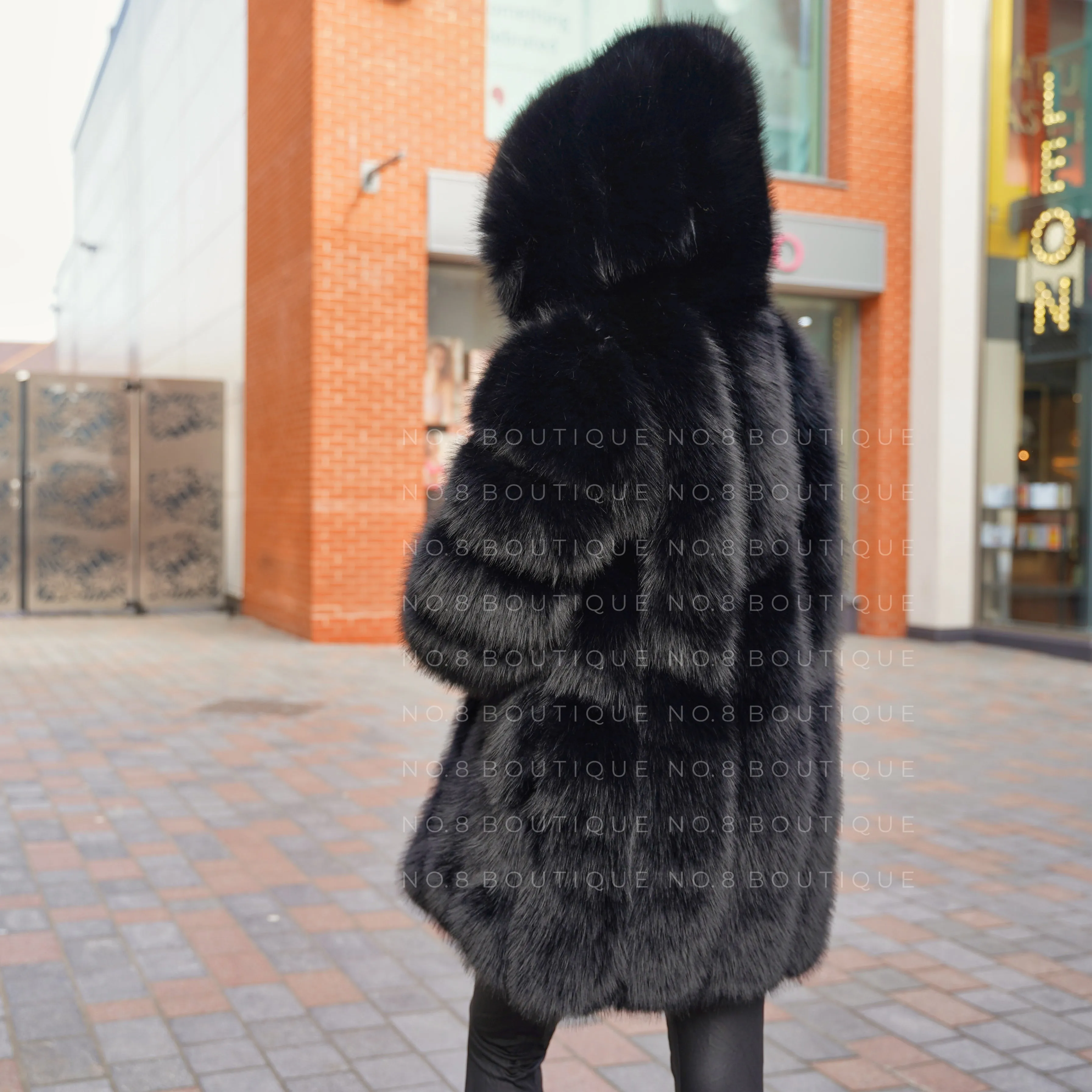 Vienna Hooded Long Faux Fur Coat