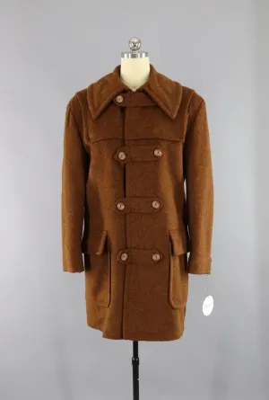 Vintage 1970s Brown Wool Duffle Coat