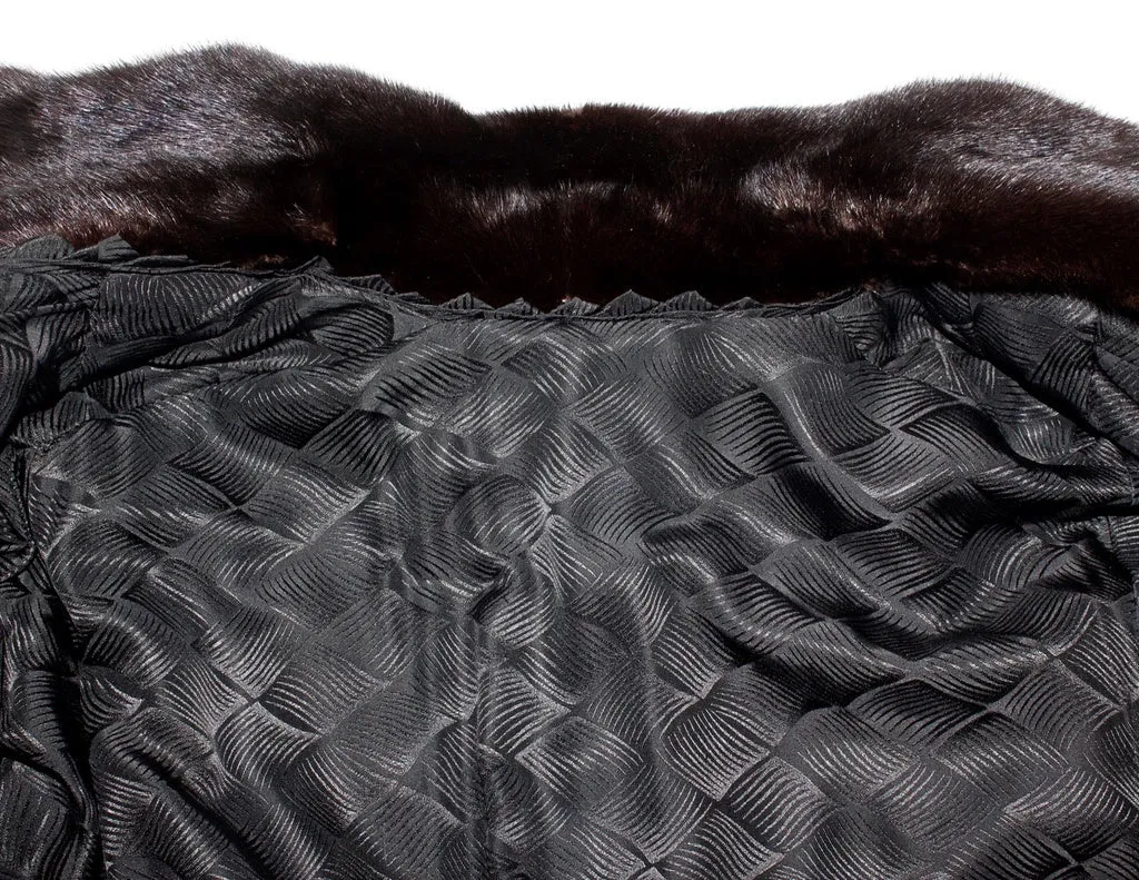 Vintage Long Dark Mink Fur Coat -XL | Stunning, Diagonally Worked Fur