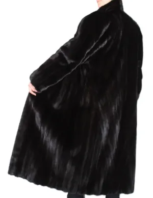 Vintage Long Dark Mink Fur Coat -XL | Stunning, Diagonally Worked Fur