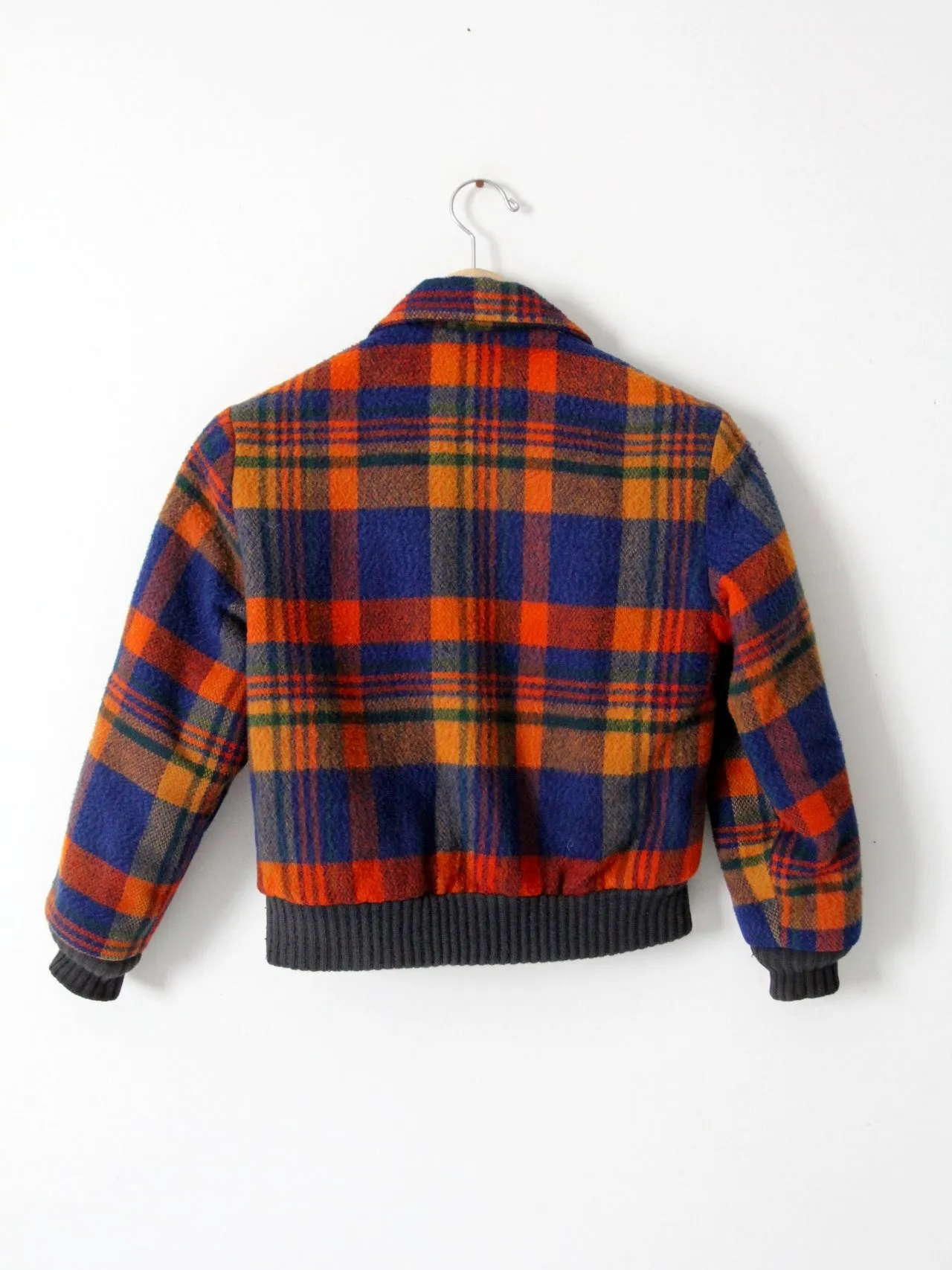 vintage plaid wool bomber jacket