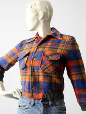 vintage plaid wool bomber jacket