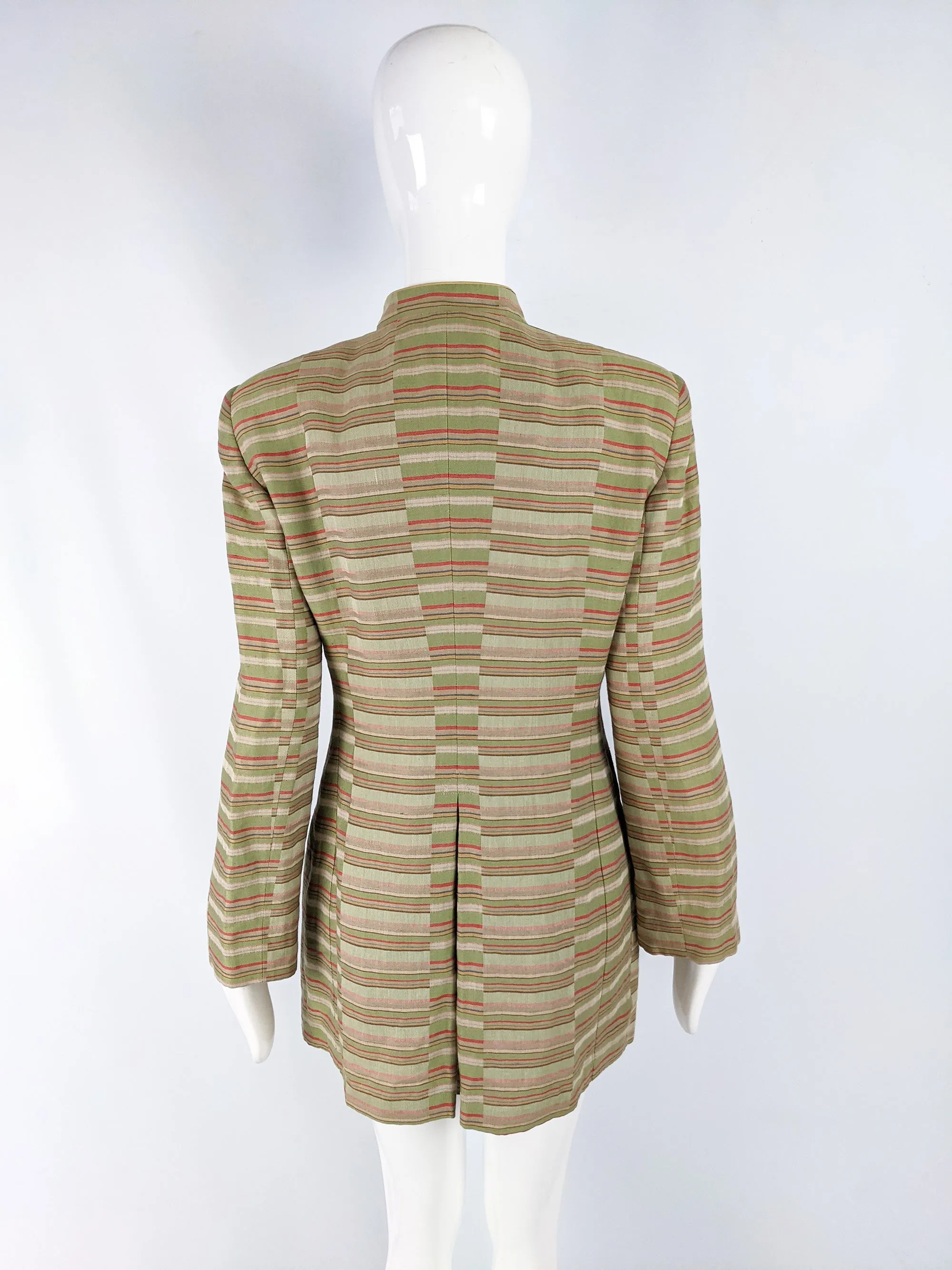 Vintage Womens Nehru Collar Linen Jacket, S/S 1994