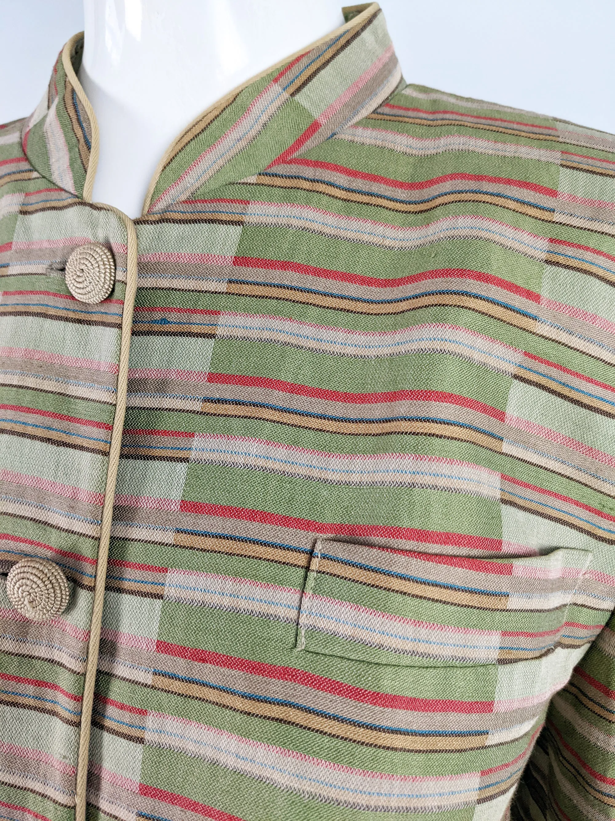 Vintage Womens Nehru Collar Linen Jacket, S/S 1994