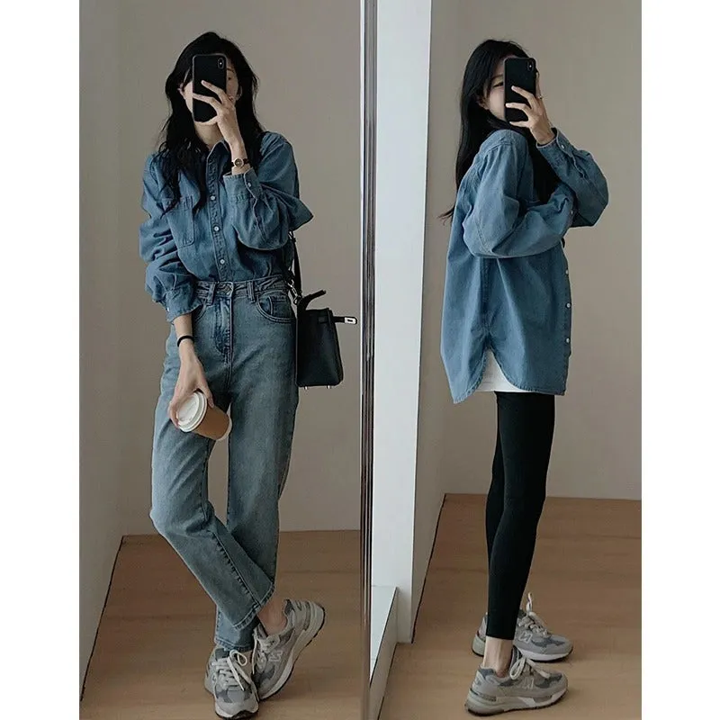 Wenkouban social worker outfits Shirt Coat for Women Korean Style Design Sense Niche Loose Casual Shirt