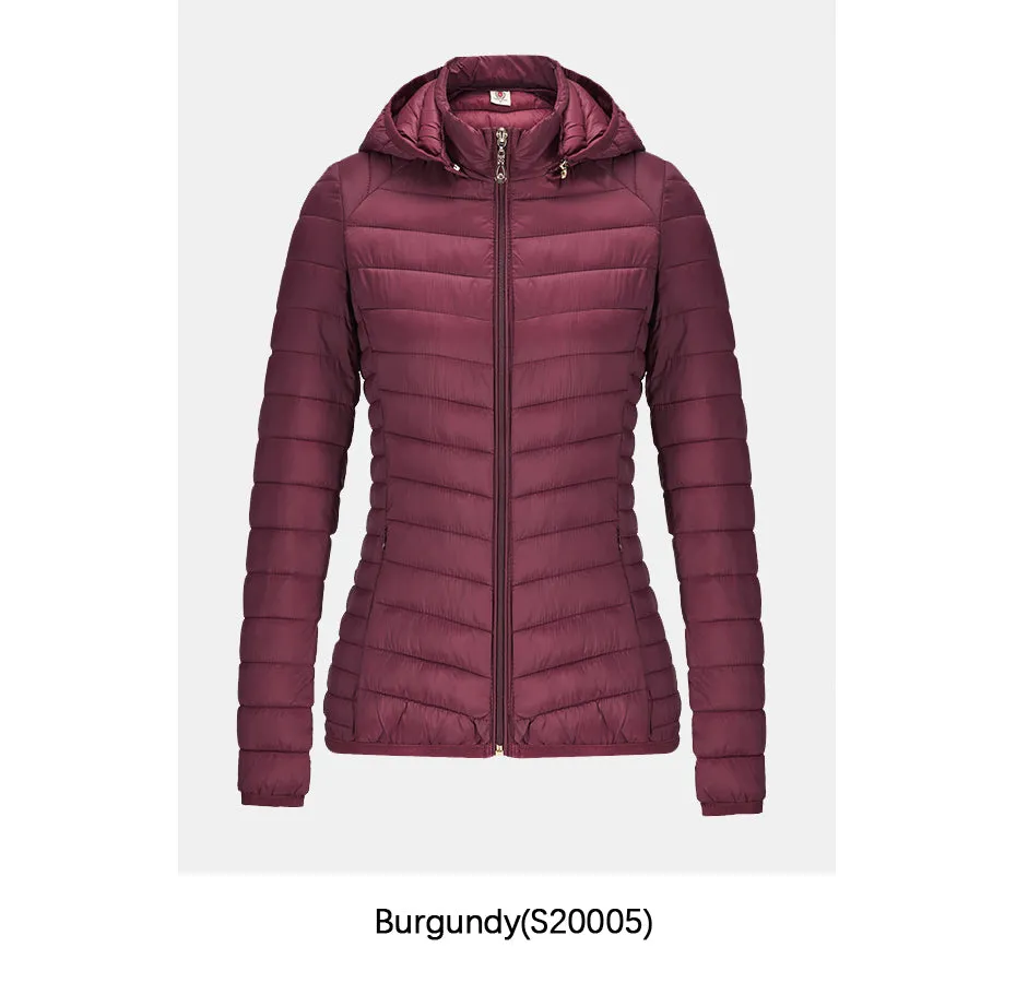 Winter Women Thin Padded Puffer Jacket Coat Short Parka Outdoor Warm Clothing Portable Ultralight  Outerwear