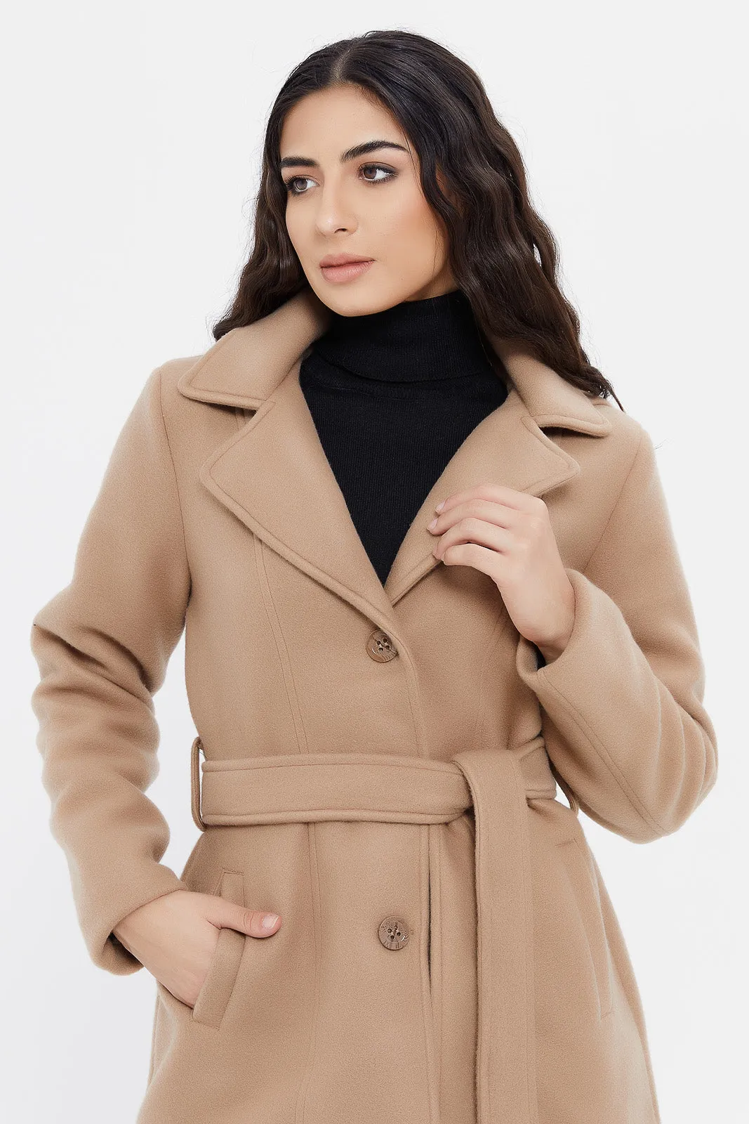 Women Brown Hooded Coat