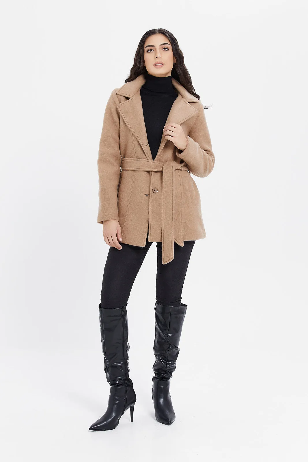 Women Brown Hooded Coat