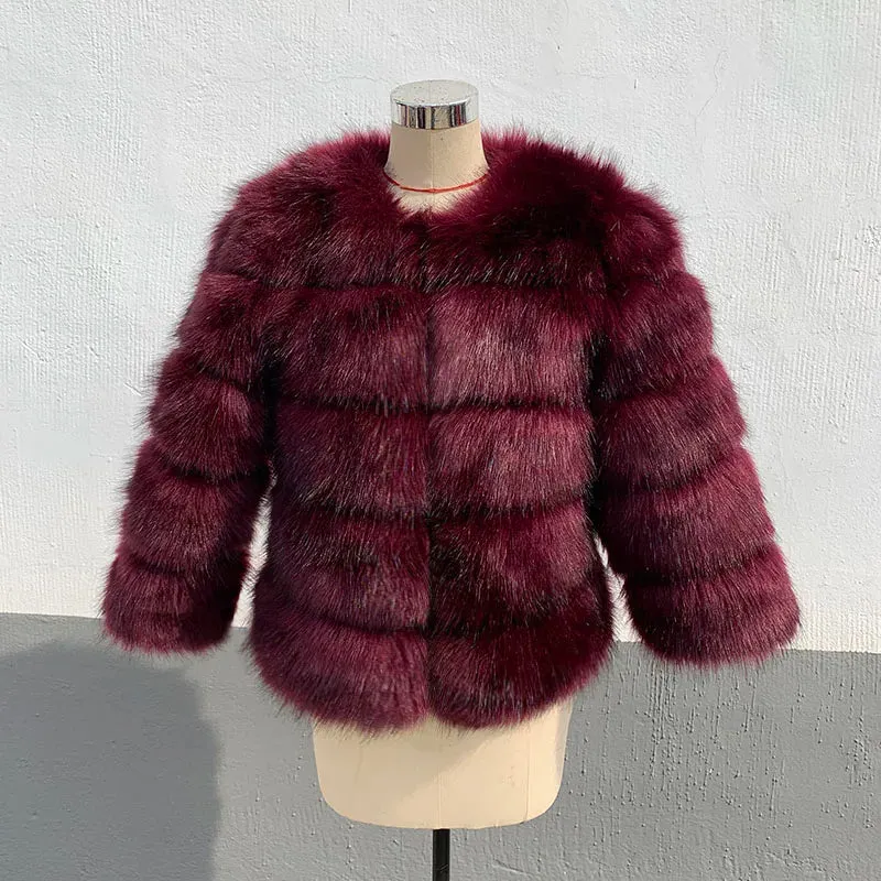 Women Coats Autumn Winter New Fashion Pink Faux Fur Coat Elegant Thick Warm Outerwear Fake Fur Woman Jackets