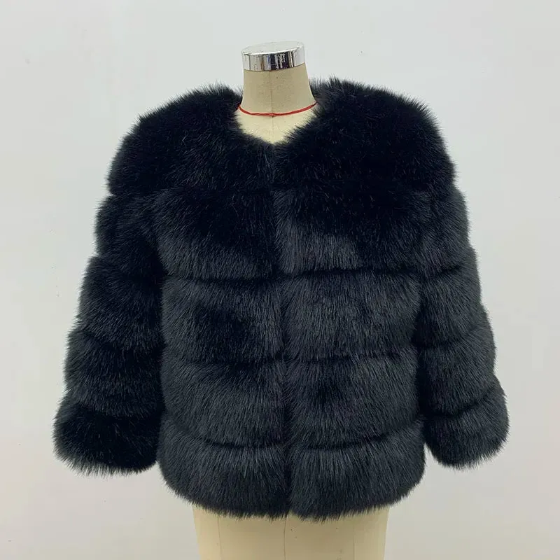 Women Coats Autumn Winter New Fashion Pink Faux Fur Coat Elegant Thick Warm Outerwear Fake Fur Woman Jackets