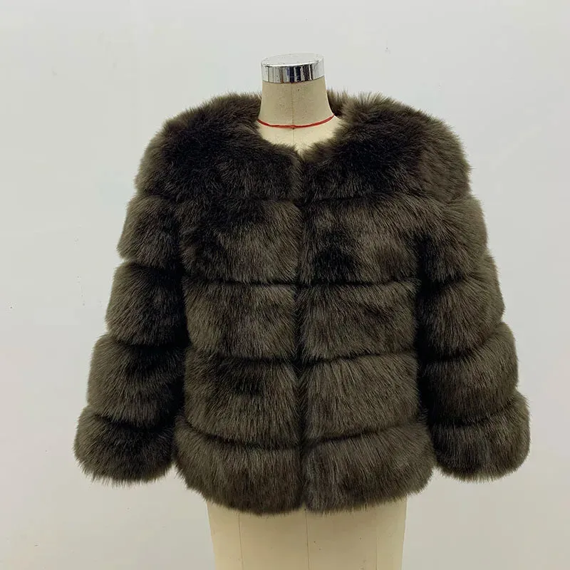 Women Coats Autumn Winter New Fashion Pink Faux Fur Coat Elegant Thick Warm Outerwear Fake Fur Woman Jackets