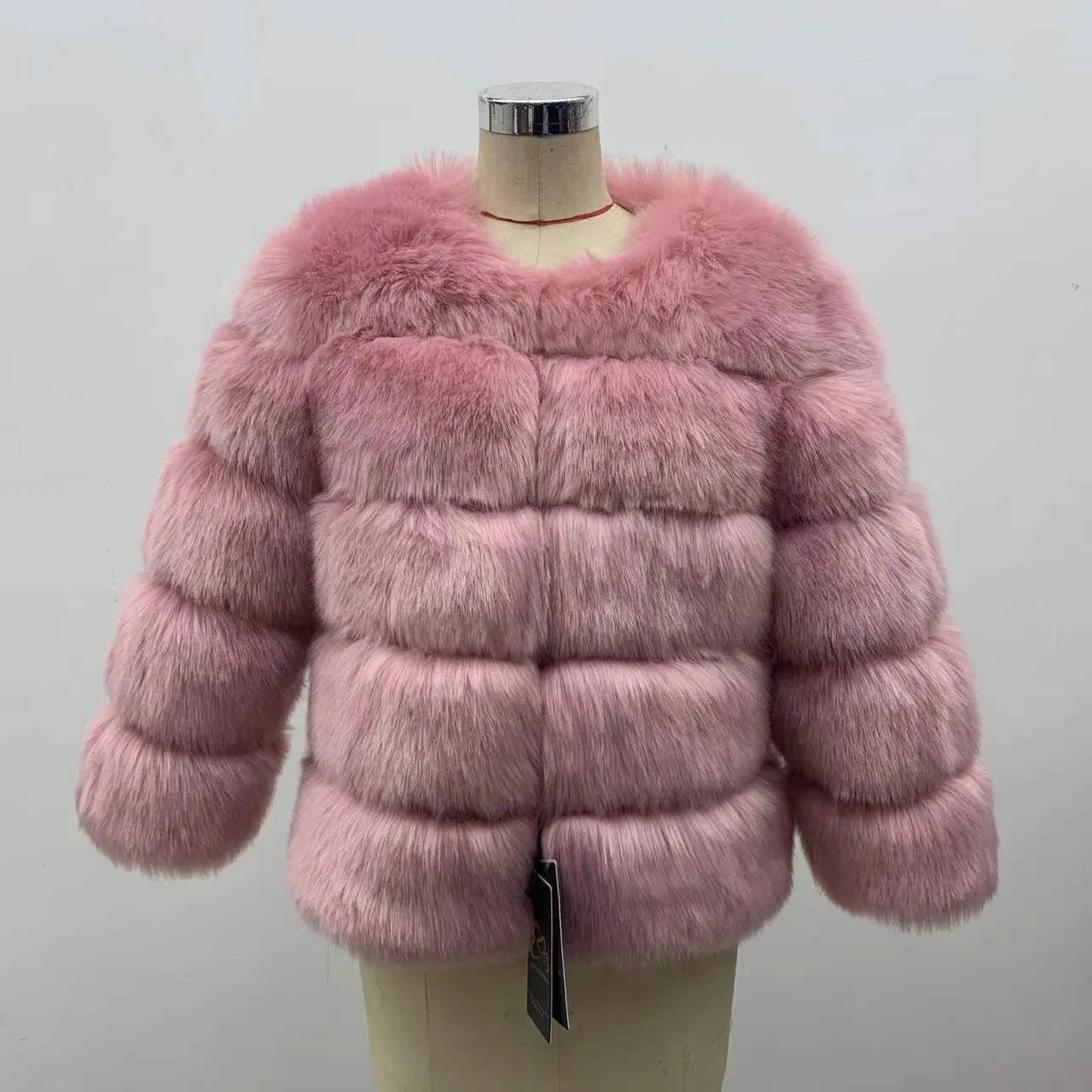 Women Coats Autumn Winter New Fashion Pink Faux Fur Coat Elegant Thick Warm Outerwear Fake Fur Woman Jackets