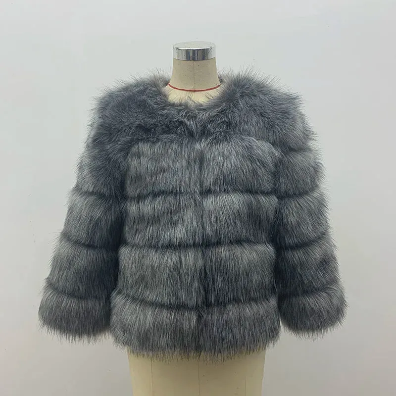 Women Coats Autumn Winter New Fashion Pink Faux Fur Coat Elegant Thick Warm Outerwear Fake Fur Woman Jackets