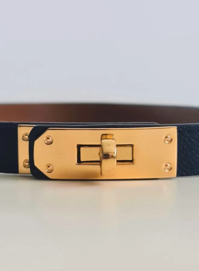 Women's Skinny Leather Belt Thin Waist Belts with Metal Buckle