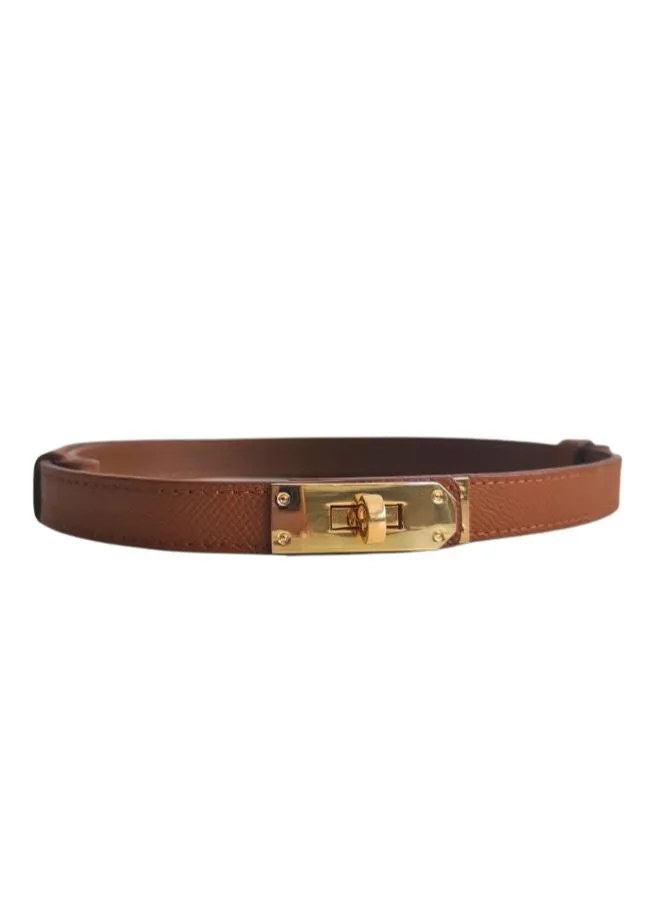 Women's Skinny Leather Belt Thin Waist Belts with Metal Buckle