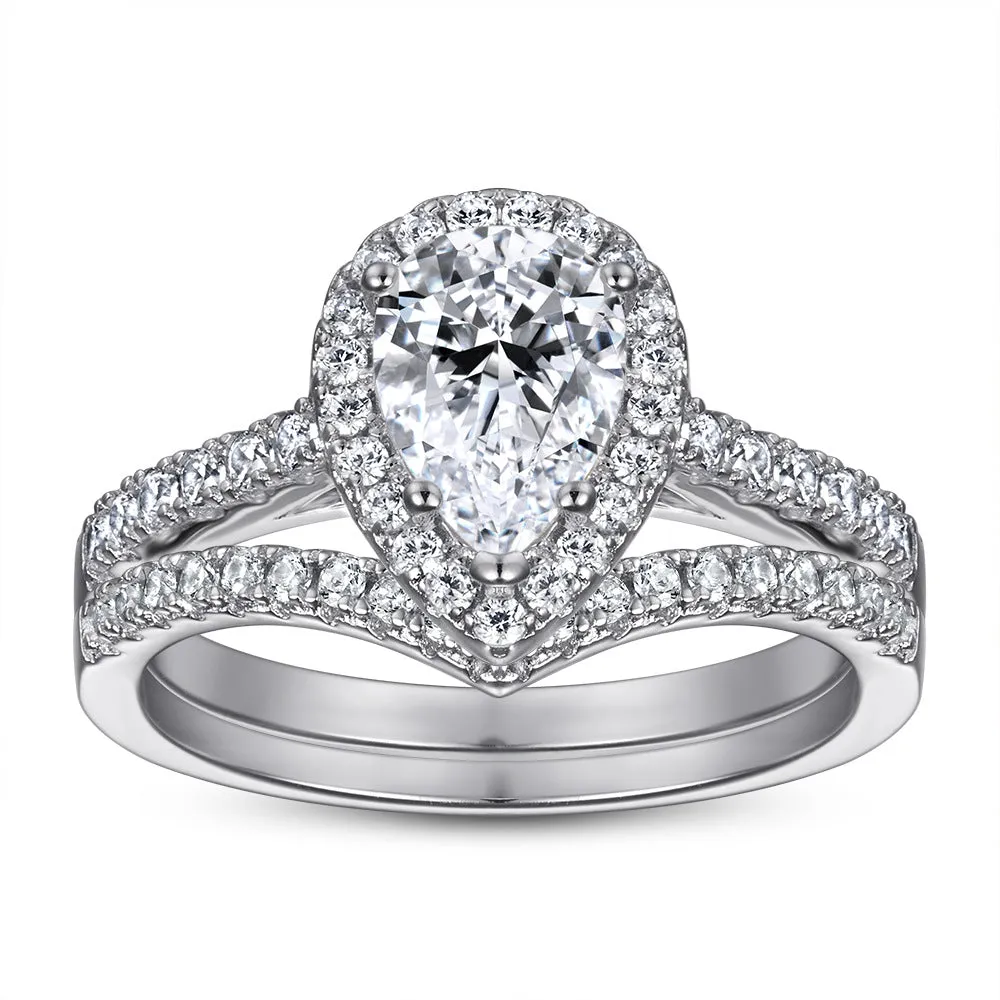 Zircon Set Ring V-shaped Row Ring Simulation Diamond