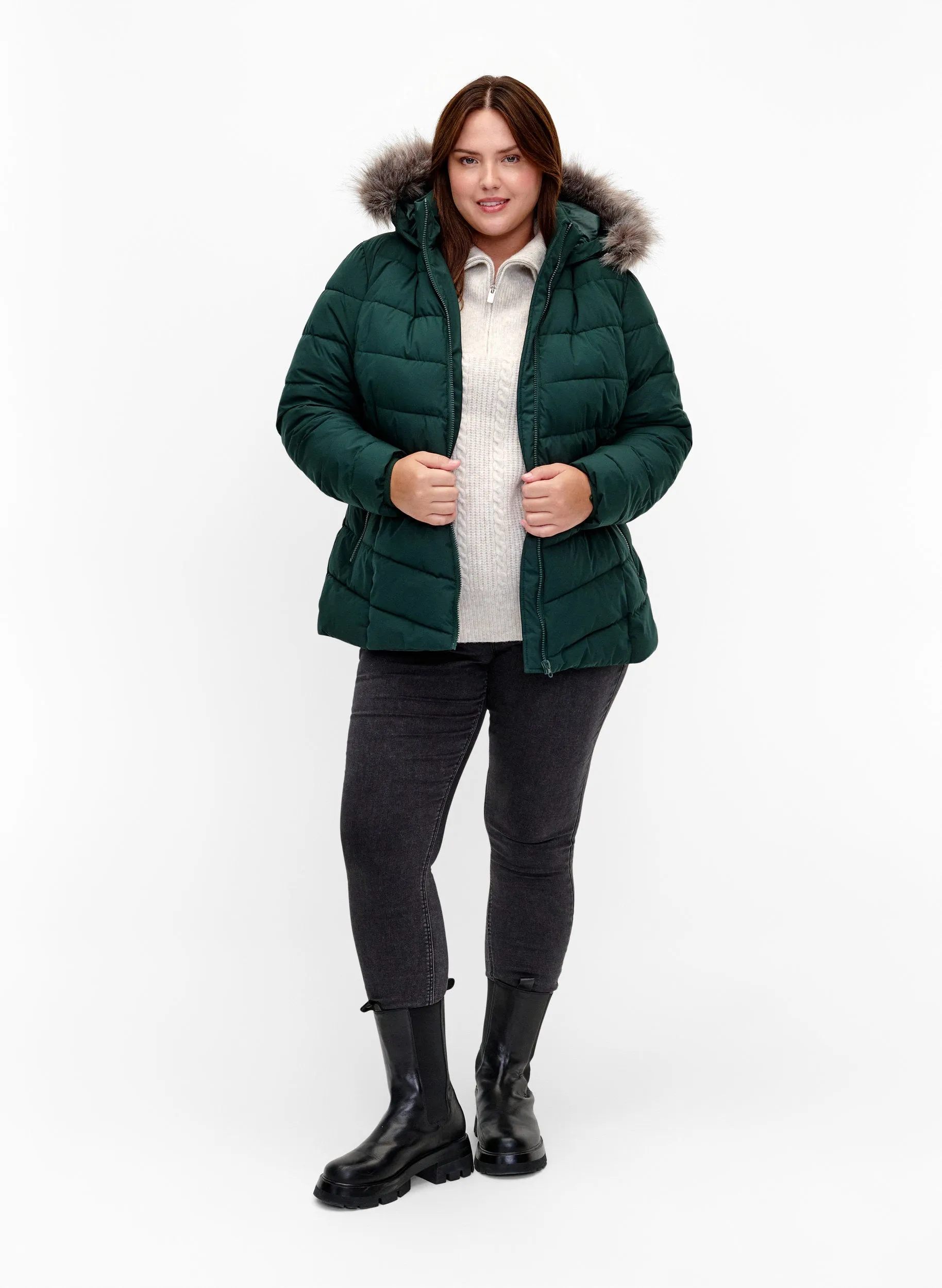 Zizzi Julia Coat in Green