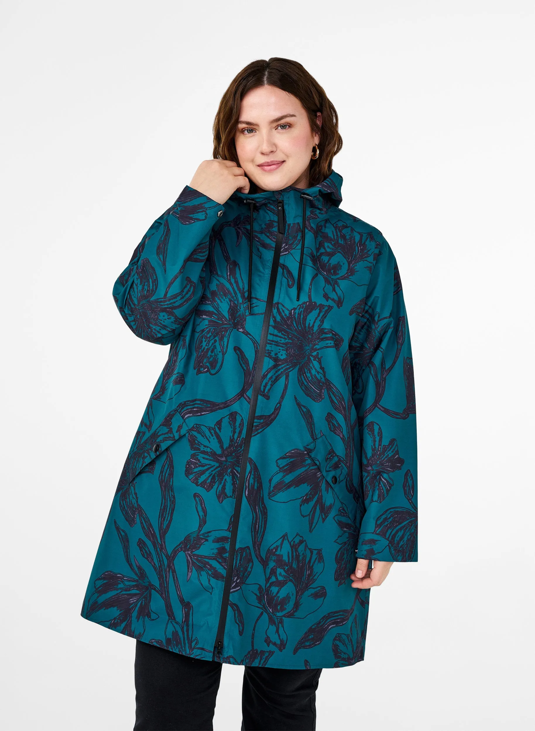 Zizzi Lara Rain Jacket in Teal